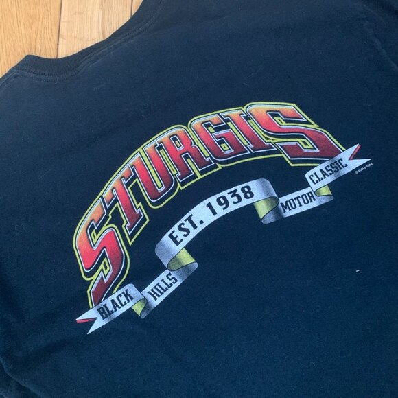 Vintage 90s Y2K Sturgis Rally & Races Eagle Racing Tee Tshirt Men's Large Black - Picture 6 of 6